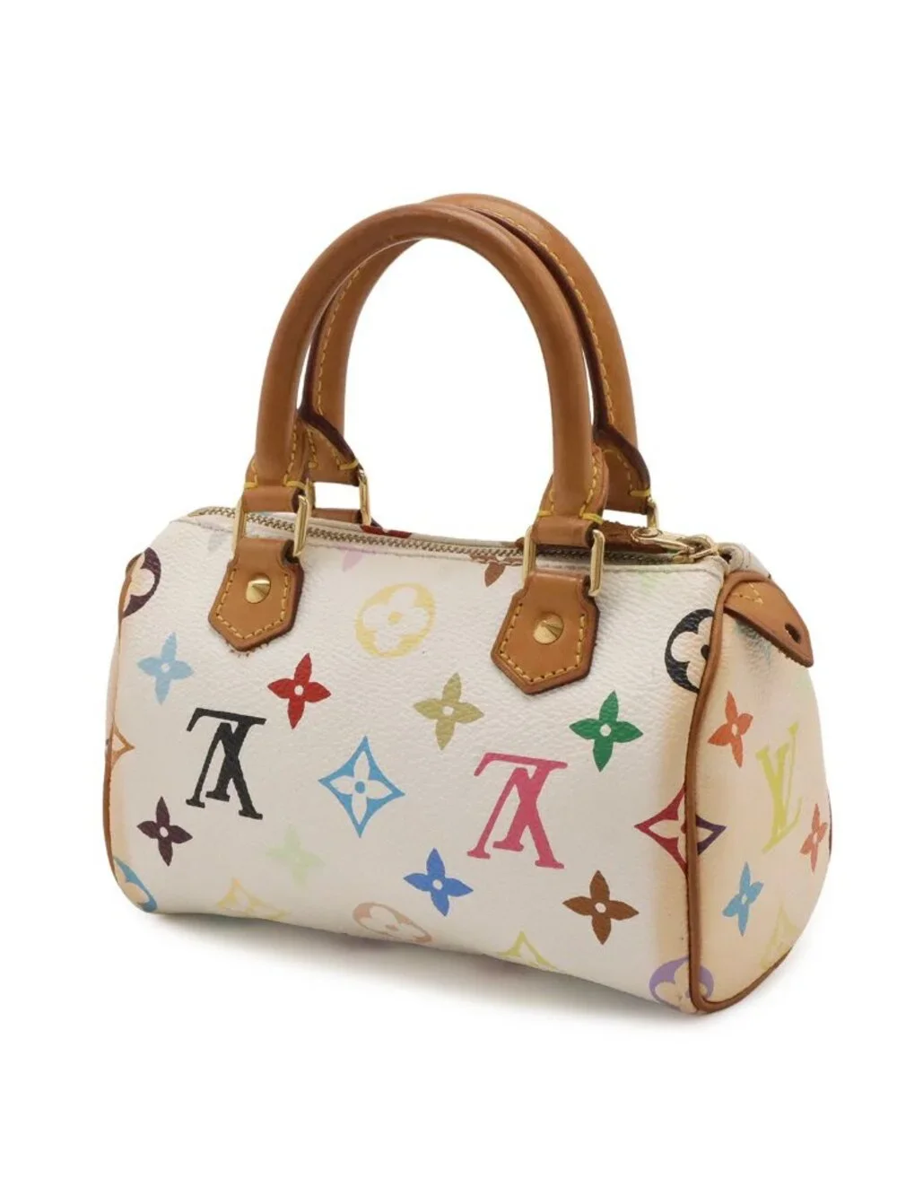 Louis Vuitton Monogram Multicolor Mini Speedy Mini Bag Pouch Blanc White